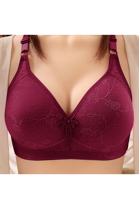 Bras Push Up Bra for Women Plus Size Comfort Brassiere Wide Back Underwire Bra Hide Back Fat Smoothing Lace Bra Seamless Underwire T-Shirt Bra Gathering Sexy Solid Bra 3XL