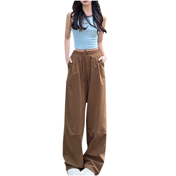 HomeGardon Cargo Pants Pants for Women Women's Solid Color Casual Hip Elasticity Pocket Home Pants,S-XL