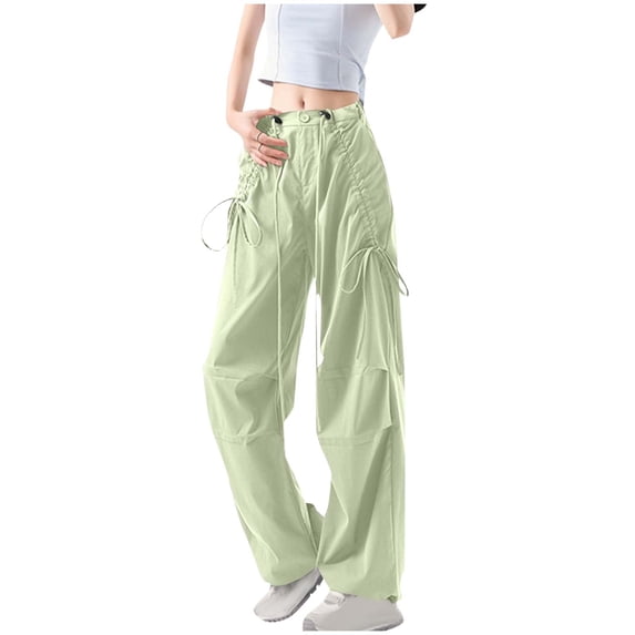 HomeGardon Cargo Pants Pants for Women Women's Solid Color Casual Pocket Straight Leg Cargo Pants,S-XL