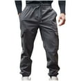 thumbnail image 1 of HomeGardon Cargo Pants for Men Casual Solid Color Pocket Elastic Waist Drawstring Ankle Cinching Outdoor Sports Full Length Pants,S-XXL, 1 of 4