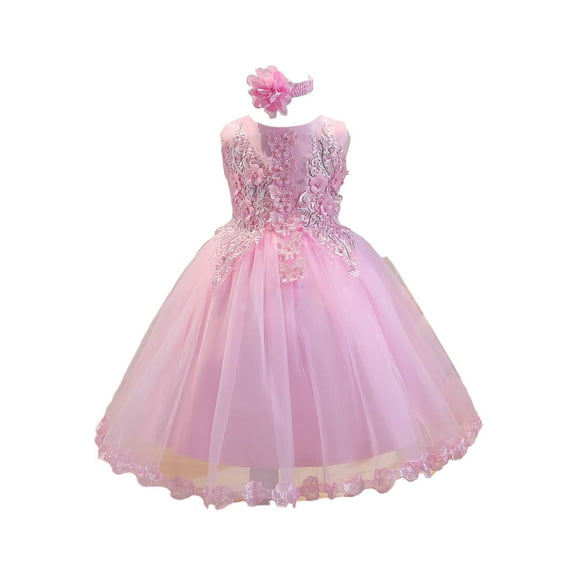 HomeGardon Flower Girl Dress,Toddler Dress for Girls,Party Sleeve Dress Girl Princess Birthday Party Skirt Little Girls Bowknot Flower Girl Toddler Adorable Pageant Dress,7M-3Y