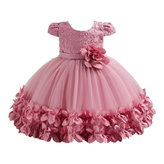 HomeGardon Flower Girl Dress,Toddler Dress for Girls,Party Sleeve Dress Girl Princess Birthday Party Skirt Little Girls Bowknot Flower Girl Toddler Adorable Pageant Dress,7M-4Y