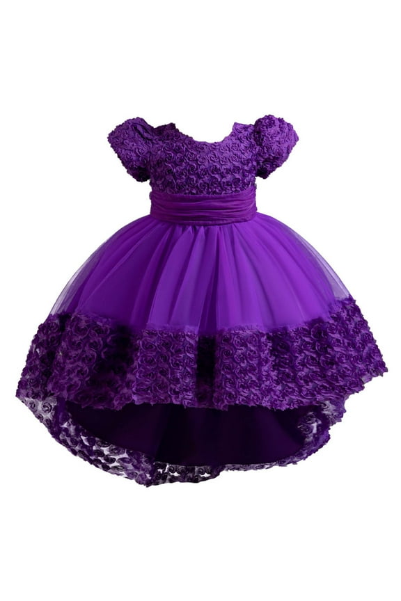 Flower Girl Dress,Toddler Dress for Girls,Children Rose Flower Train Skirt Cake Princess Dress Girl Bowknot Gown Dress,110-160