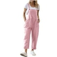thumbnail image 1 of HomeGardon Linen Pants Women,Pants for Women,Womens Fashion Summer Solid Pocket Casual Sleeveless Suspender Jumpsuit,S-XXL, 1 of 9
