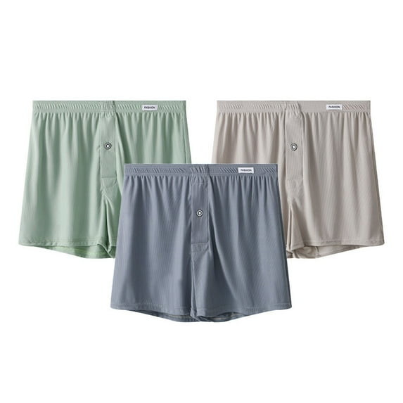HomeGardon Mens Boxer Briefs,Men Solid Color Loose Breathable Sports Home Button Flat-Corner Underwear Boxers,M-XXL