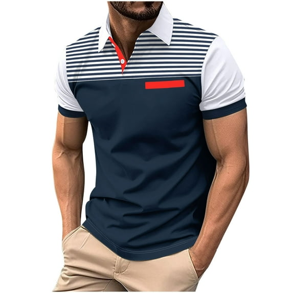 HomeGardon Shirts for Men,Mens Shirts Turn Down Collar,Men Streak Fashion Casual Button Lapel Short Sleeve Top,S-XXXL