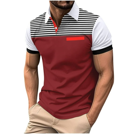 HomeGardon Shirts for Men,Mens Shirts Turn Down Collar,Men Streak Fashion Casual Button Lapel Short Sleeve Top,S-XXXL