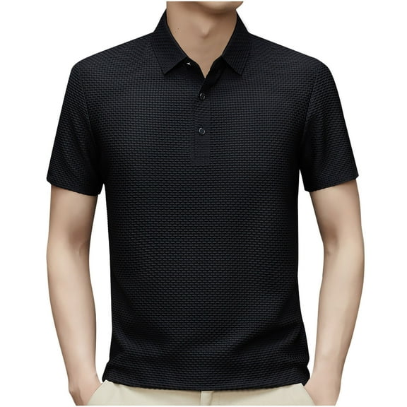 HomeGardon Shirts for Men,Mens Shorts Turn Down Collar,Men's Lapel Button Striped Loose Casual Shirt,S-XXXL