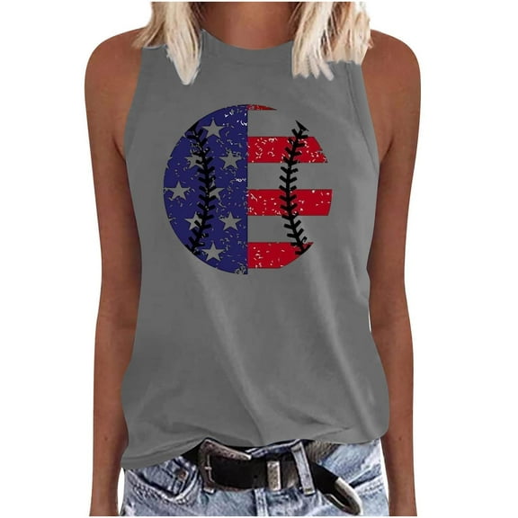 HomeGardon Summmer Tank Tops Women Plus Size Tops,Women's Fashion Printed Round-Neck Loose Sleeveless T-shirt Pullover,S-XXL