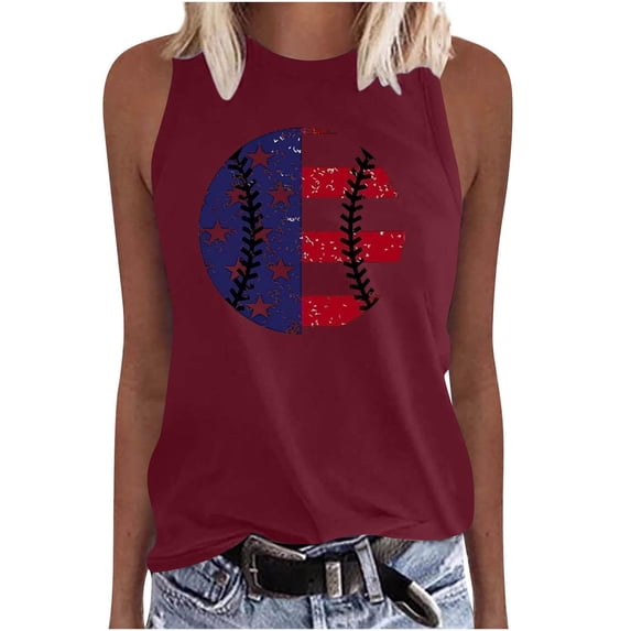 HomeGardon Clearance!Summmer Tank Tops 2025 Women Tank Tops Plus Size,Women's Fashion Printed Round-Neck Loose Sleeveless T-shirt Pullover,S-XXL