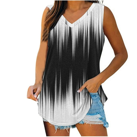 HomeGardon Summmer Tank Tops Women Plus Size Tops,Womens Tank Top V-Neck Basic Casual Flowy Summer Sleeveless T-Shirt,S-XXL