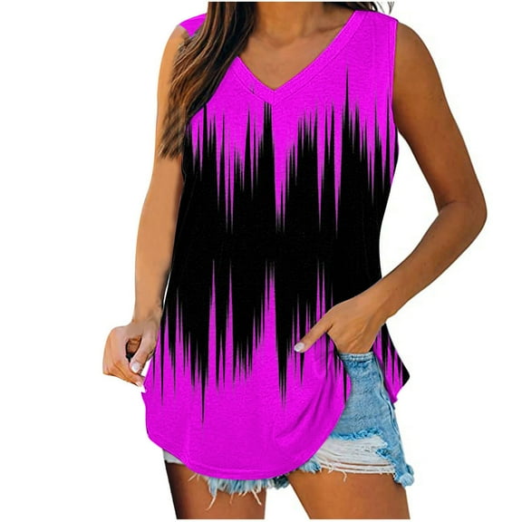 HomeGardon Summmer Tank Tops Women Plus Size Tops,Womens Tank Top V-Neck Basic Casual Flowy Summer Sleeveless T-Shirt,S-XXL