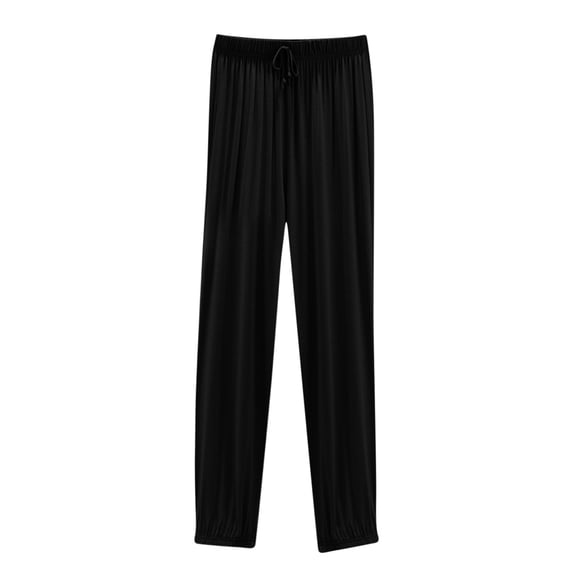 HomeGardon Clearance Women's Casual Loose Wide Leg Modal Yoga Pants Comfy Drawstring High Waisted Lounge Pajama Women Full-Length Pants with Pockets Black,M-XXL
