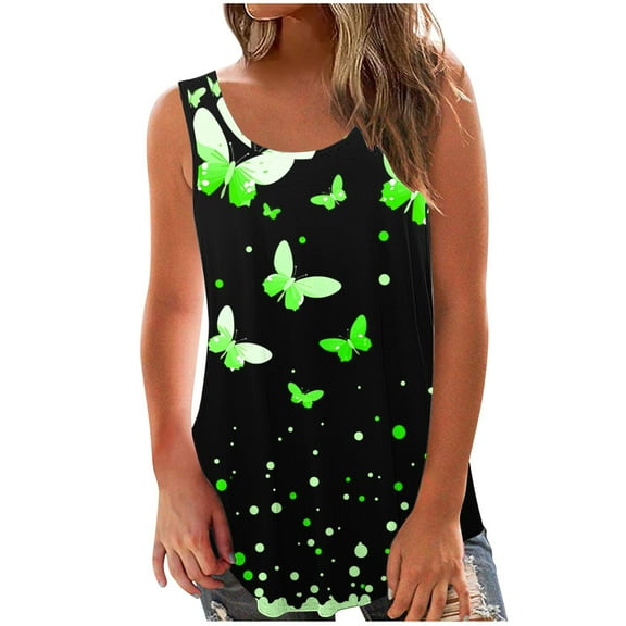 HomeGardon Womens Tank Tops Plus Size,Women's Fashion Solid Round-Neck Loose Sleeveless T-shirt Pullover,S-XXL