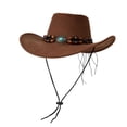 thumbnail image 1 of HomeGardon Cowboy Hats for Men Unisex Vintage Western-Style Sun Hat Sunscreen British Breathable Adjustable Rope Cowboy Hat, 1 of 8