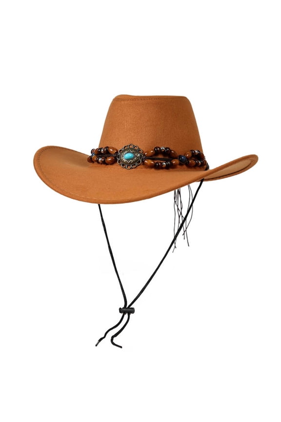 Cowboy Hats for Men Unisex Vintage Western-Style Sun Hat Sunscreen British Breathable Adjustable Rope Cowboy Hat