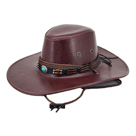 HomeGardon Cowboy Hats for Women Ethnic Style Sun Shading Western Cowboy Hat Sun Protection Curled Riding Top Hat