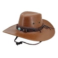 thumbnail image 1 of HomeGardon Cowboy Hats for Women Ethnic Style Sun Shading Western Cowboy Hat Sun Protection Curled Riding Top Hat, 1 of 2