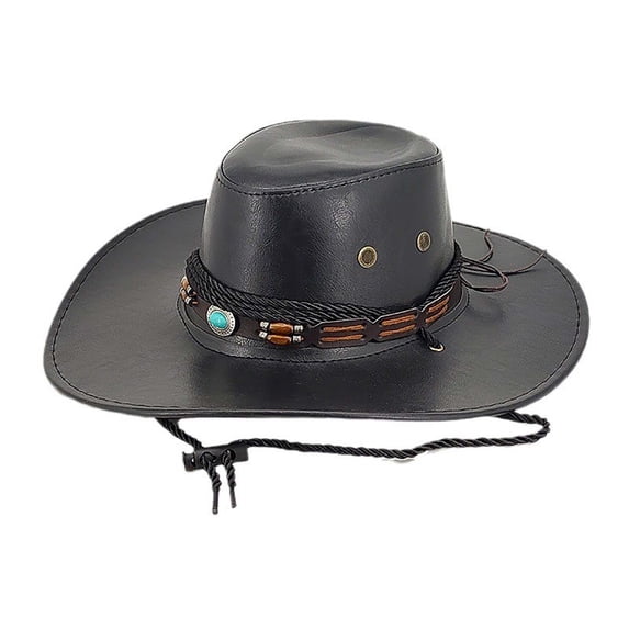 HomeGardon Cowboy Hats for Women Ethnic Style Sun Shading Western Cowboy Hat Sun Protection Curled Riding Top Hat