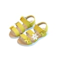 thumbnail image 1 of HomeGardon Girls Sandals Middle and Large Children Spring and Summer Fashionable and Versatile Solid Color Flowers Flat Soft Sole Princess Sandals, 1 of 6