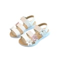 thumbnail image 1 of HomeGardon Girls Sandals Middle and Large Children Spring and Summer Fashionable and Versatile Solid Color Flowers Flat Soft Sole Princess Sandals, 1 of 6