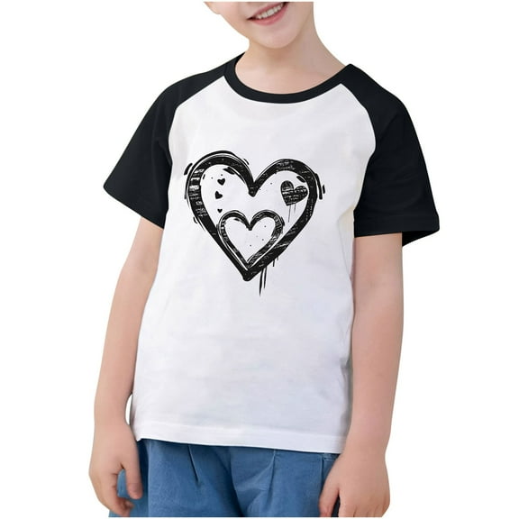 HomeGardon Girls Shirts Size 10-12,Shirts for Girls Toddler Kids Boys Girls Fashion Cute Round Neck Print Short Sleeve Top,110-170