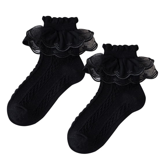 HomeGardon Girls Socks Toddler Socks Baby Socks Girls' Solid Color Lace Lace Socks Spring Summer Winter Thick Socks Little Girls' Dance Socks Princess Socks