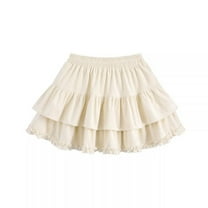 HomeGardon Back to School Girls tennis Skirts Fashionable Girls' Solid Color Elastic Waist Casual Half Skirt Versatile Skirt