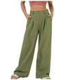 thumbnail image 1 of HomeGardon Linen Pants Women,Pants for Women,Women Solid Color Versatile Temperament Casual High Waist Wide Leg Pants,S-XXL, 1 of 5