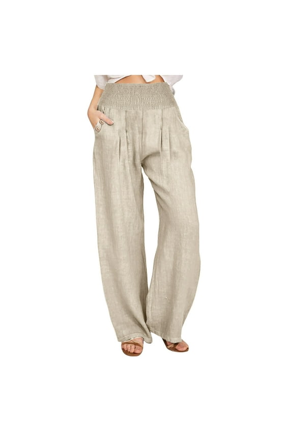 Linen Pants Women,Pants for Women,Women's Loose Wide Leg Pants High Waist Straight Pants Casual Pants,S-XXXL