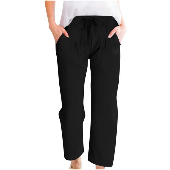 HomeGardon Holiday Clearance!Linen Pants Women,Pants for Women,Women's Solid Color Casual Hip Elasticity Pocket Home Pants,S-XXL