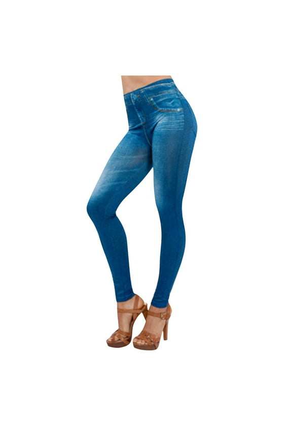 Jeans for Women High Waisted Legging Imitation Denim Elastic Bottom Pants