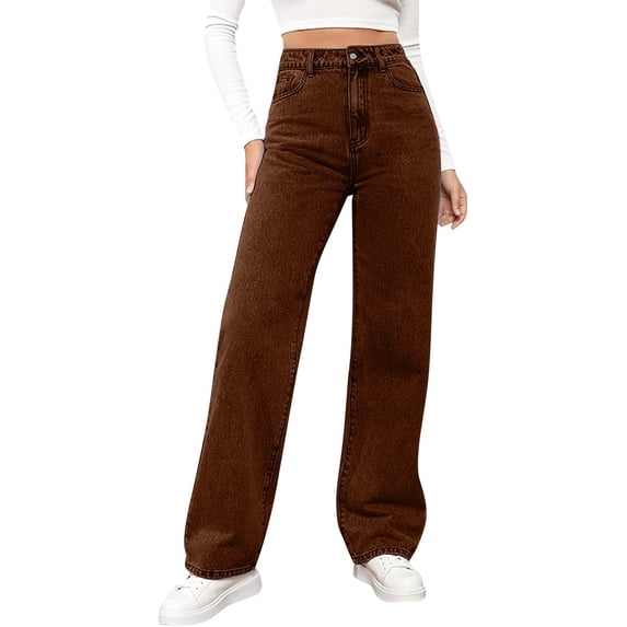 HomeGardon Jeans for Women Women's High Waist All Straight Leg Wide Leg Pants Jeans
