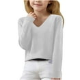 thumbnail image 1 of HomeGardon Kids Tops Clearance! Girls Boys Uniform Basic Sweater Long Sleeve V-Neck Classic Soild Knit Pullover, Casual Loose Fit Girls Sweaters for Teen Girls Toddler Girl Cute Knit Pullover,6Y-15Y, 1 of 6