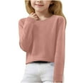 thumbnail image 1 of HomeGardon Kids Tops Clearance! Girls Uniform Basic Sweater Long Sleeve Crewneck Classic Soild Knit Pullover, Casual Loose Fit Girls Sweaters for Teen Girls Toddler Girl Cute Knit Pullover,6Y-15Y, 1 of 7
