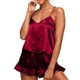 thumbnail image 1 of HomeGardon Ladies Summer Pajamas Sets Pajamas Set for Women Casual Print Colorblock Frill Hem Set Housewear Suspender Vest Suit,S-XXL, 1 of 9