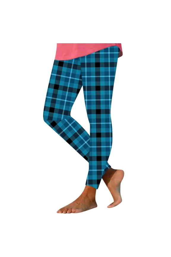 Leggings for Women High Waisted Plaid Printed Tight Yoga Pants Long Pants Inside and Outside Can Wear Leggings Yoga Pants,S-XXXL