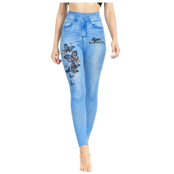 HomeGardon Leggings for Women High Waisted Temperament Printed Sports Leggings Paired with Hip Lifting Yoga Capris,S-XXXL