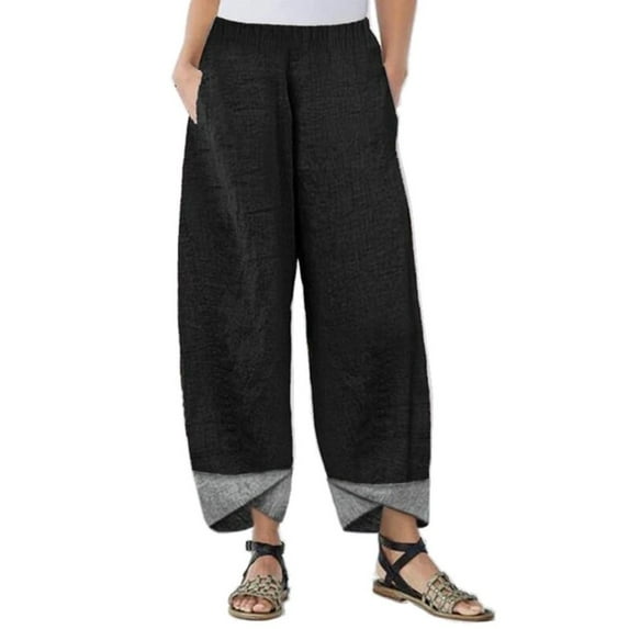 HomeGardon Linen Pants Women Plus Size Pants for Women,Fashion Women Summer Casual Loose Cotton and Linen Pocket Printing Trousers Pants,S-XXXXXL