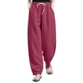 thumbnail image 1 of HomeGardon Linen Pants Women Clearance!Plus Size Pants for Women,Womens Solid Color Cotton and Linen Casual Lantern Pocket Drawstring Pants,M-XXXXXL, 1 of 8