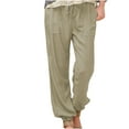 thumbnail image 1 of HomeGardon,Linen Pants Women Summer Clearance!Fashion Casual Solid Color Elastic Loose Pants Straight Bound Feet Trousers Pants,S-XXXL, 1 of 6
