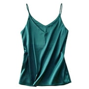 HOMEGARDON Lingerie for Women Clearance Womens Silk Satin Tank Tops V Neck Casual Cami Sleeveless Camisole Blouses Summer Basic Tank Shirt
