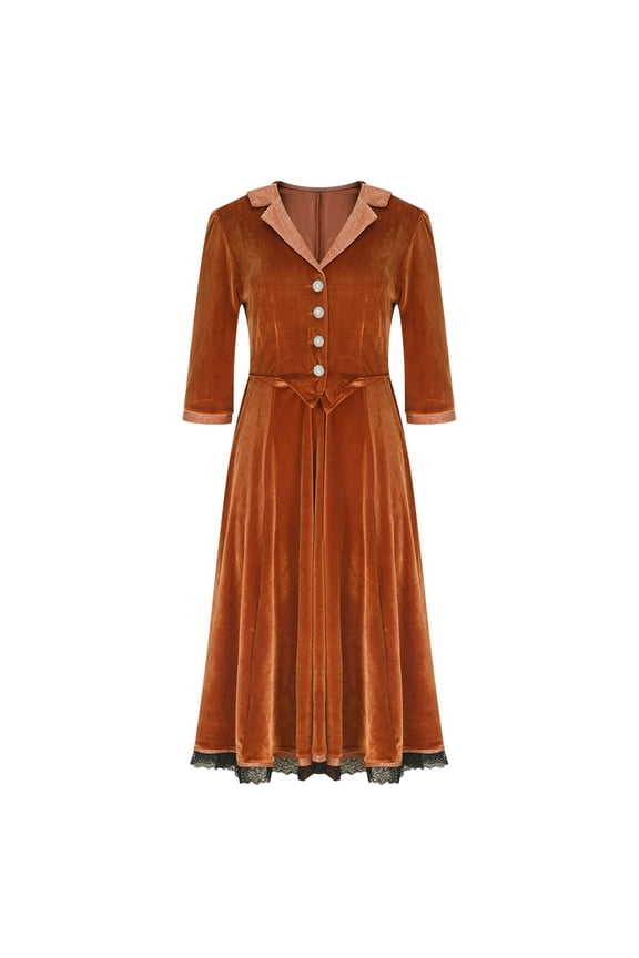 Maxi Dresses for Women Formal Dresses Wedding Guest Sweater Dress Ladies' Western Style V-neck Winter Velvet Patchwork Lace Big Dres