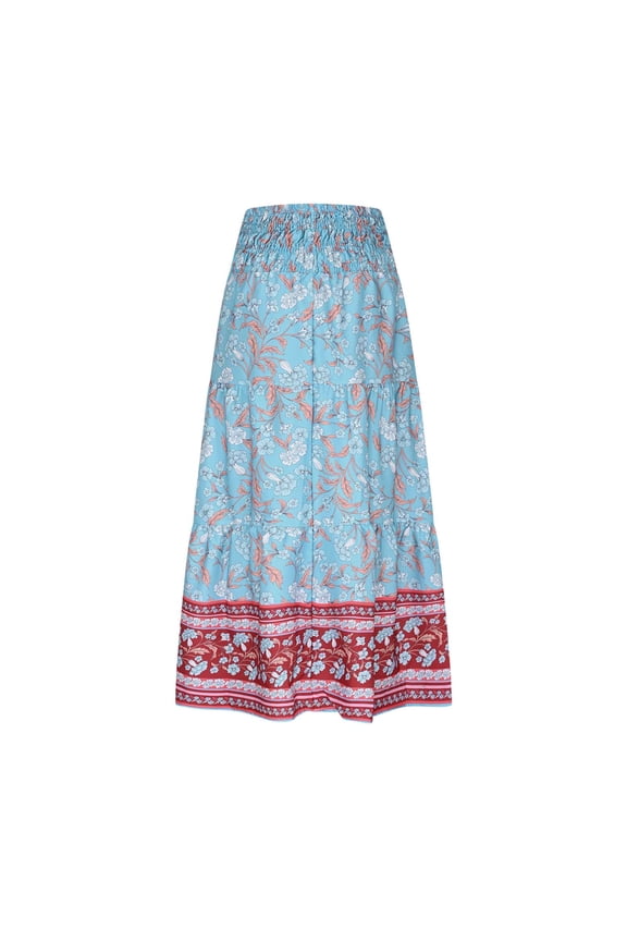 Maxi Skirts for Women Bohemian Long Skirts Flowy High Waist A Line Maxi Skirts for Women Summer Pleated Mini Skirts,S-XXXL