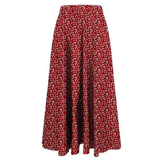 HomeGardon Maxi Skirts for Women Long Skirts Summer Women's Casual Flowers Printed -line Elastic Waist Skirt,S-XXXL