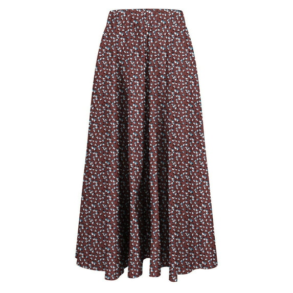 HomeGardon Maxi Skirts for Women Long Skirts Summer Women's Casual Flowers Printed -line Elastic Waist Skirt,S-XXXL