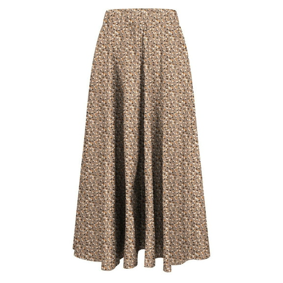 HomeGardon Maxi Skirts for Women Long Skirts Summer Women's Casual Flowers Printed -line Elastic Waist Skirt,S-XXXL