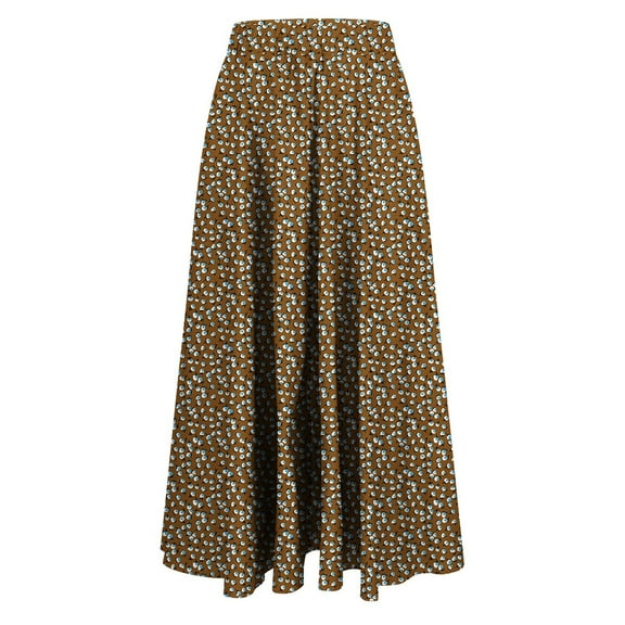HomeGardon Maxi Skirts for Women Long Skirts Summer Women's Casual Flowers Printed -line Elastic Waist Skirt,S-XXXL