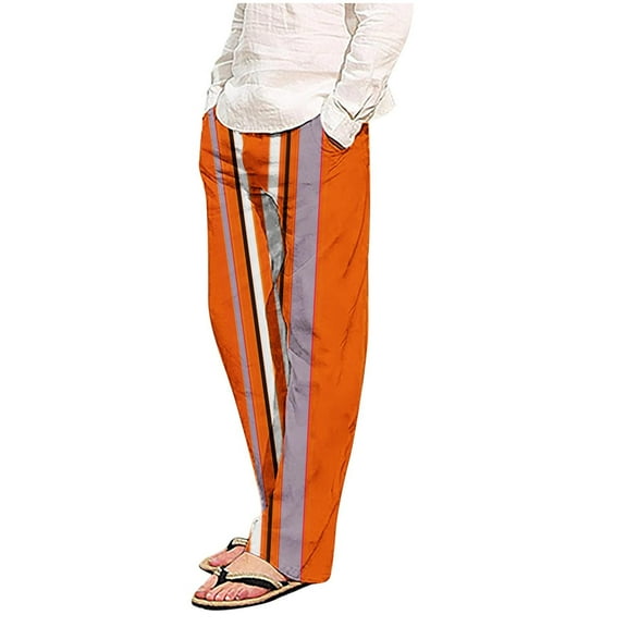 HomeGardon Mens Pants Men's Cotton Joggers - Comfortable Baggy Sweat Pants, Casual Elastic Waist Lounge Pajama Yoga Pants Men's Loose Beach Pants Lightweight Wide Leg Trousers,S-XXL