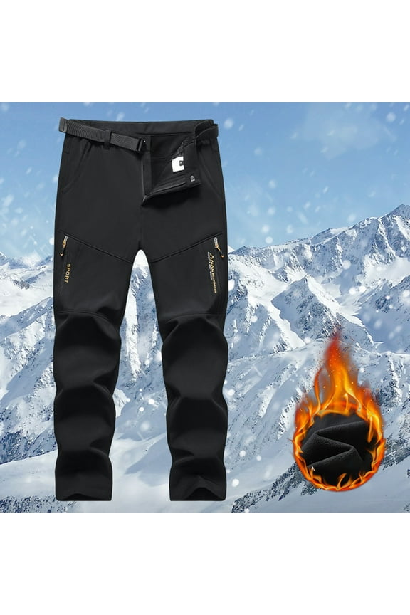 Men's Pants Men's Snow Ski Hiking Pants Waterproof Winter Fleece Lined Pants Camping Skiing Ice Fishing Pants with Belt Men's Outdoor Cargo Hiking Windproof Pants M-6XL